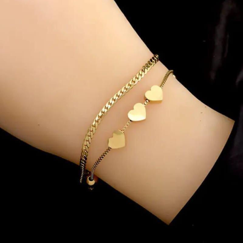 Double layer heart bracelet