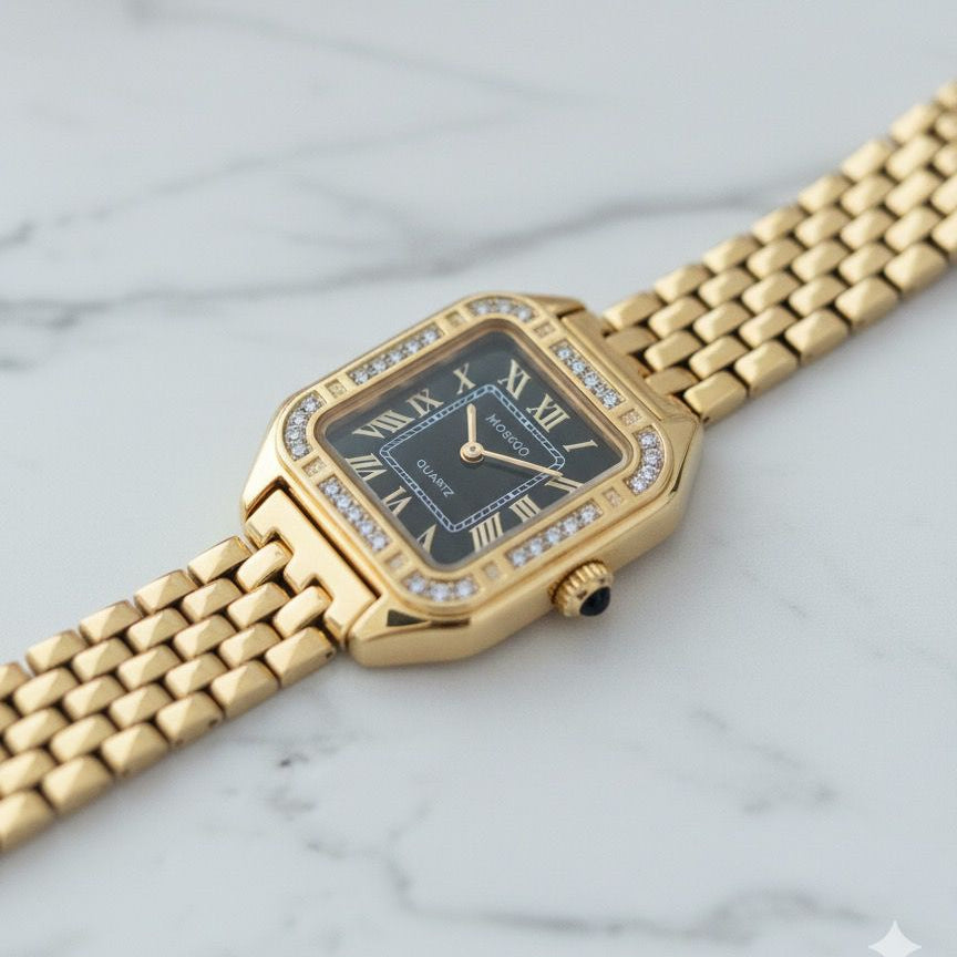 Square Gold Link Watch
