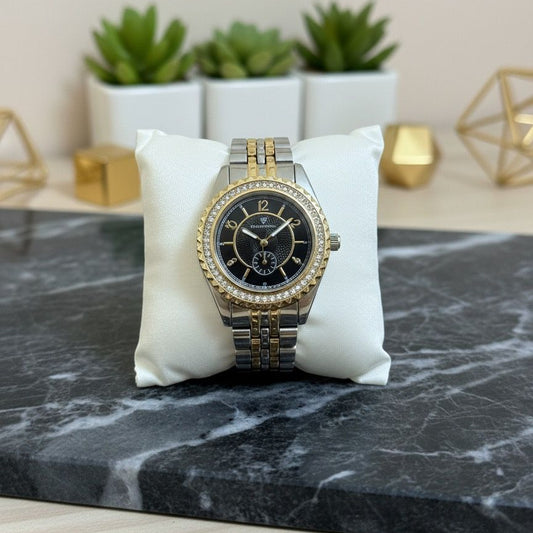 Elegant Black Dial Pave Watch
