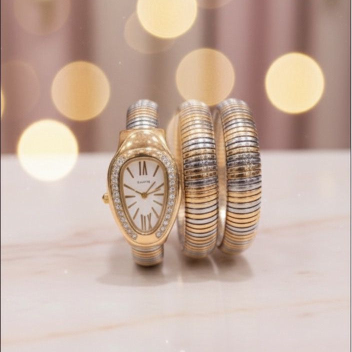 Two-Tone Snake Wrap Watch