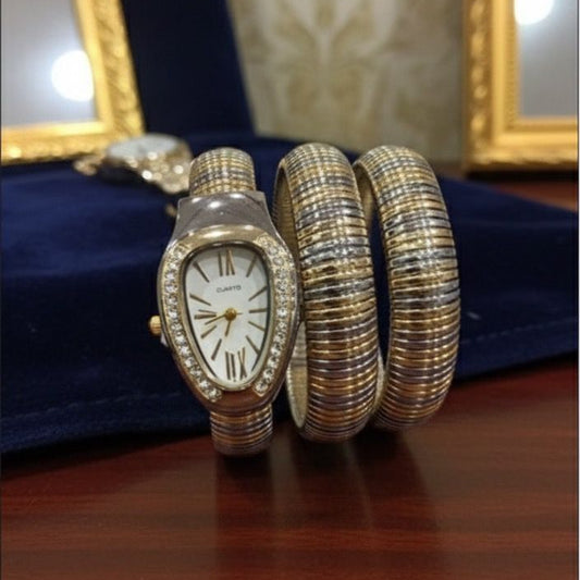 Two-Tone Snake Wrap Watch