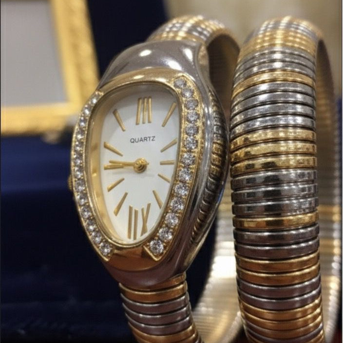 Two-Tone Snake Wrap Watch