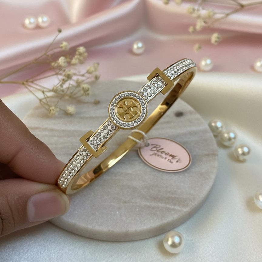 Crystal Pavé Gold Cuff