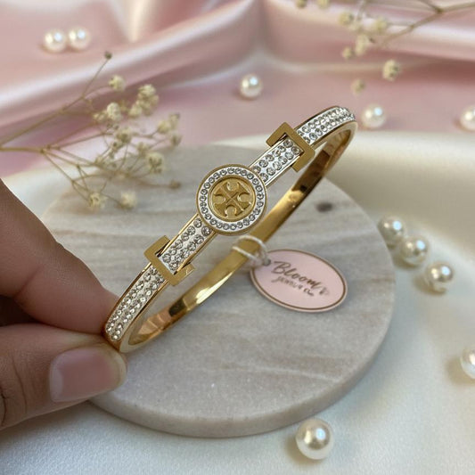 Crystal Pavé Gold Cuff