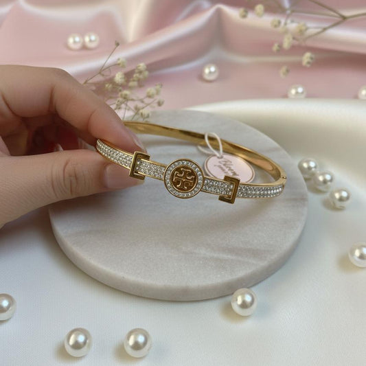 Crystal Pavé Gold Cuff