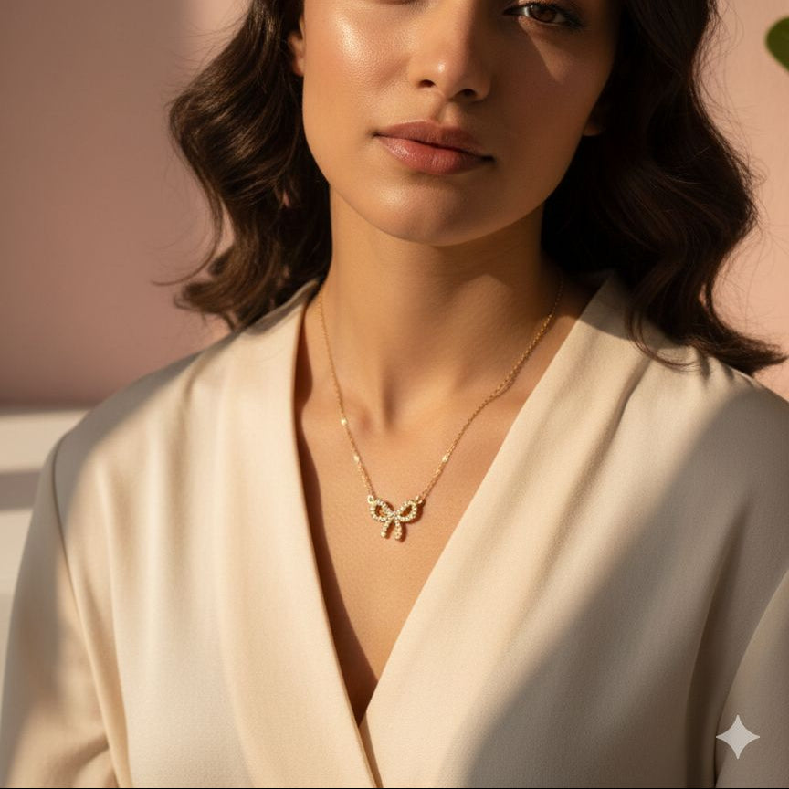 Sparkling Bow Necklace