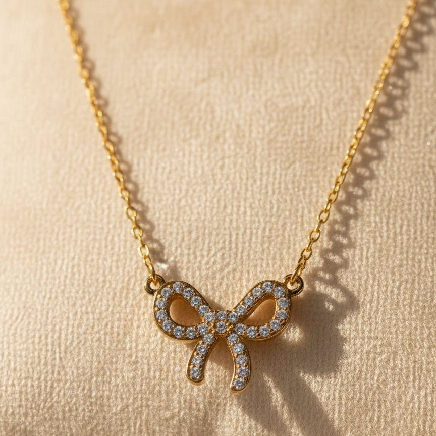 Sparkling Bow Necklace