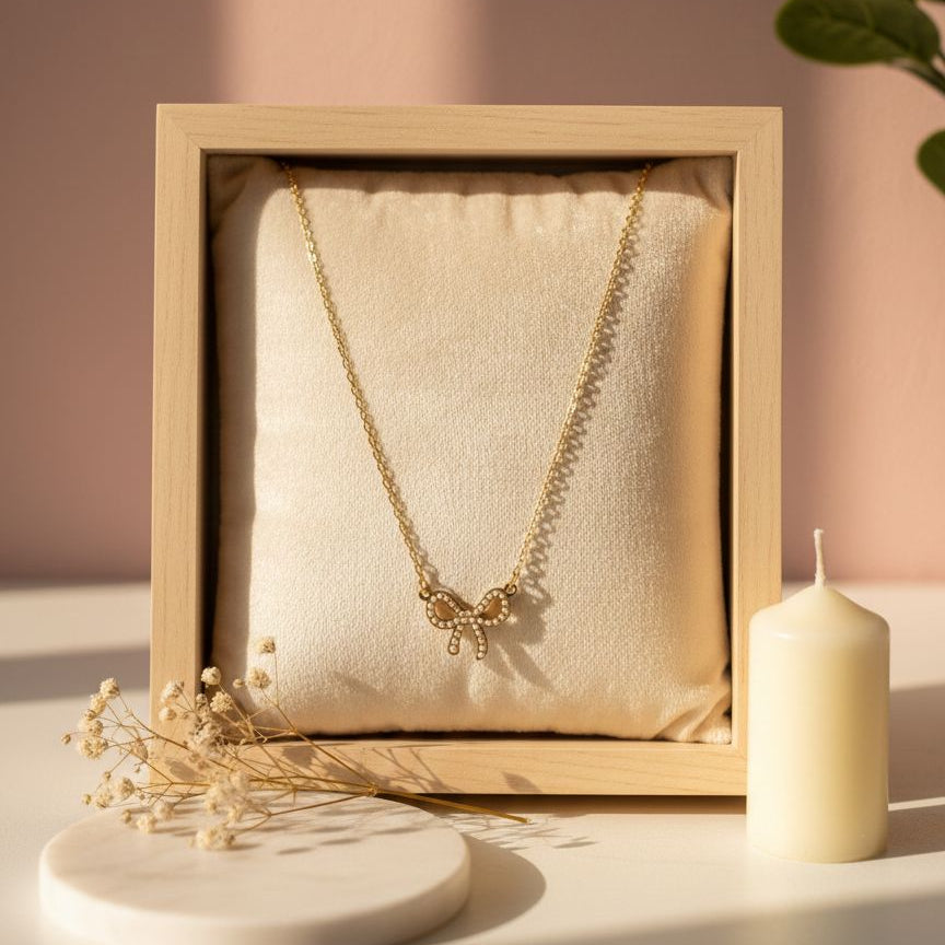 Sparkling Bow Necklace