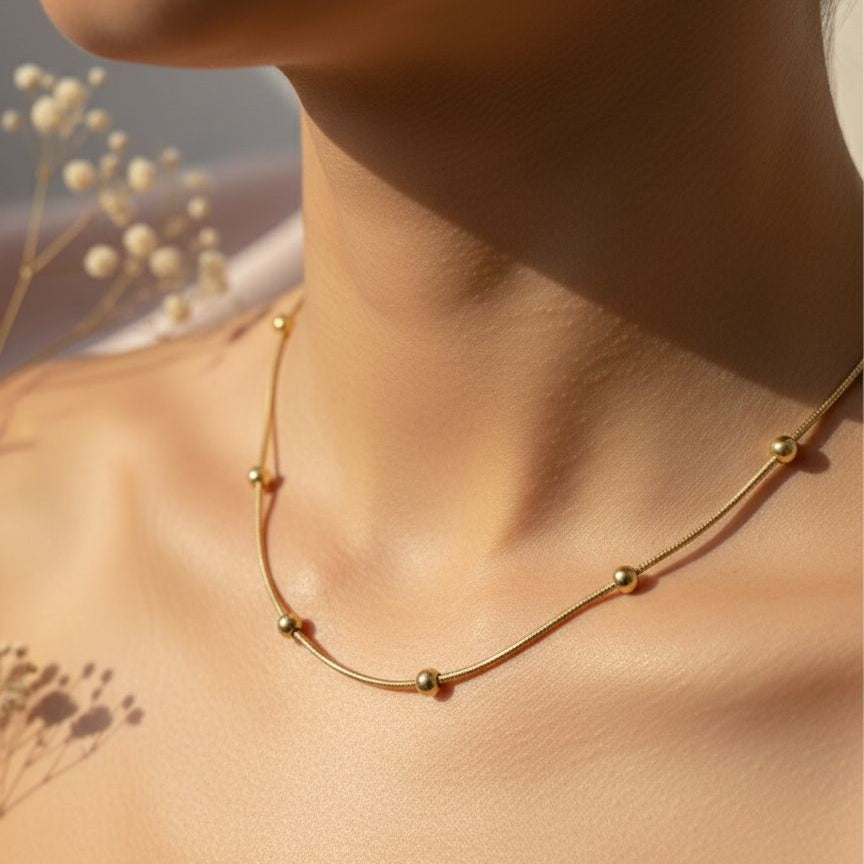 Aurora Gold Bead Station Necklace