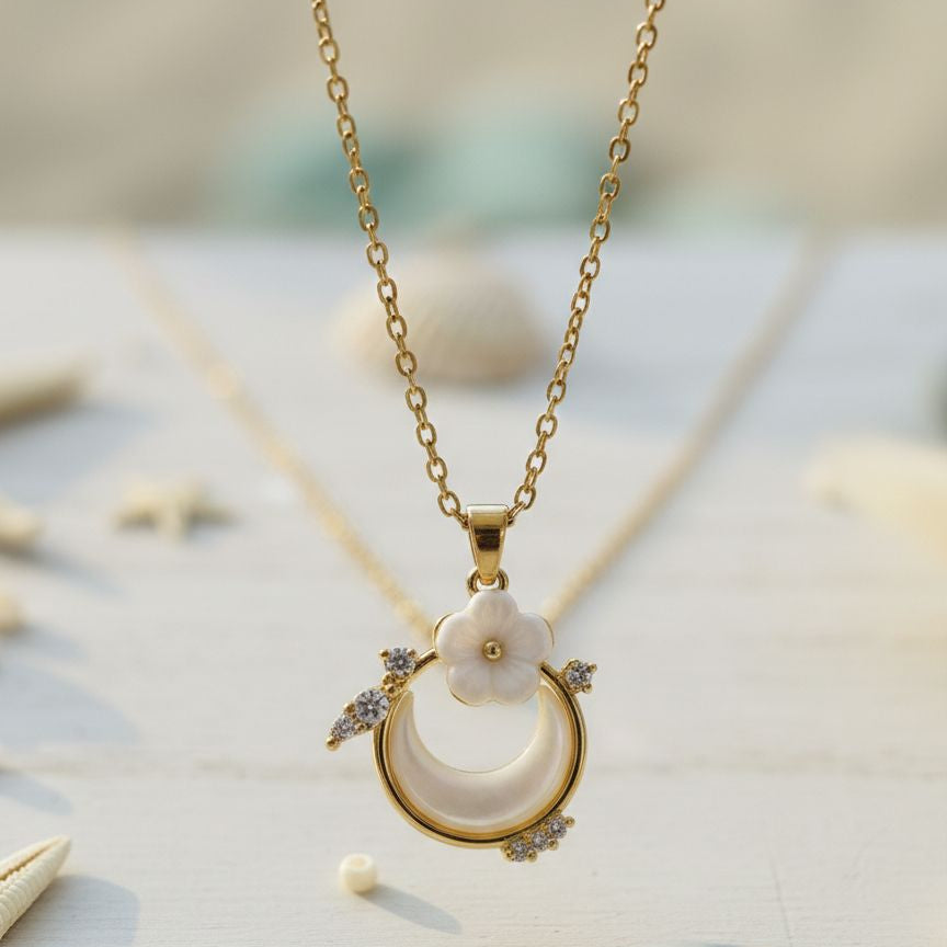 Pearl & Flower Moonlit Pendant