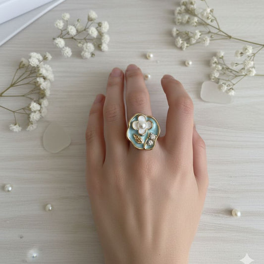 Azure Bloom Pearl Statement Ring