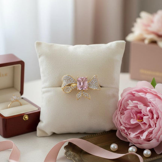 Rose Gold Pink Sapphire Bow Ring