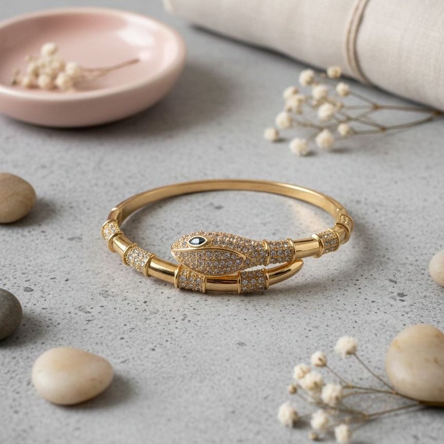 Luxury Gold Snake Bracelet with Crystals
