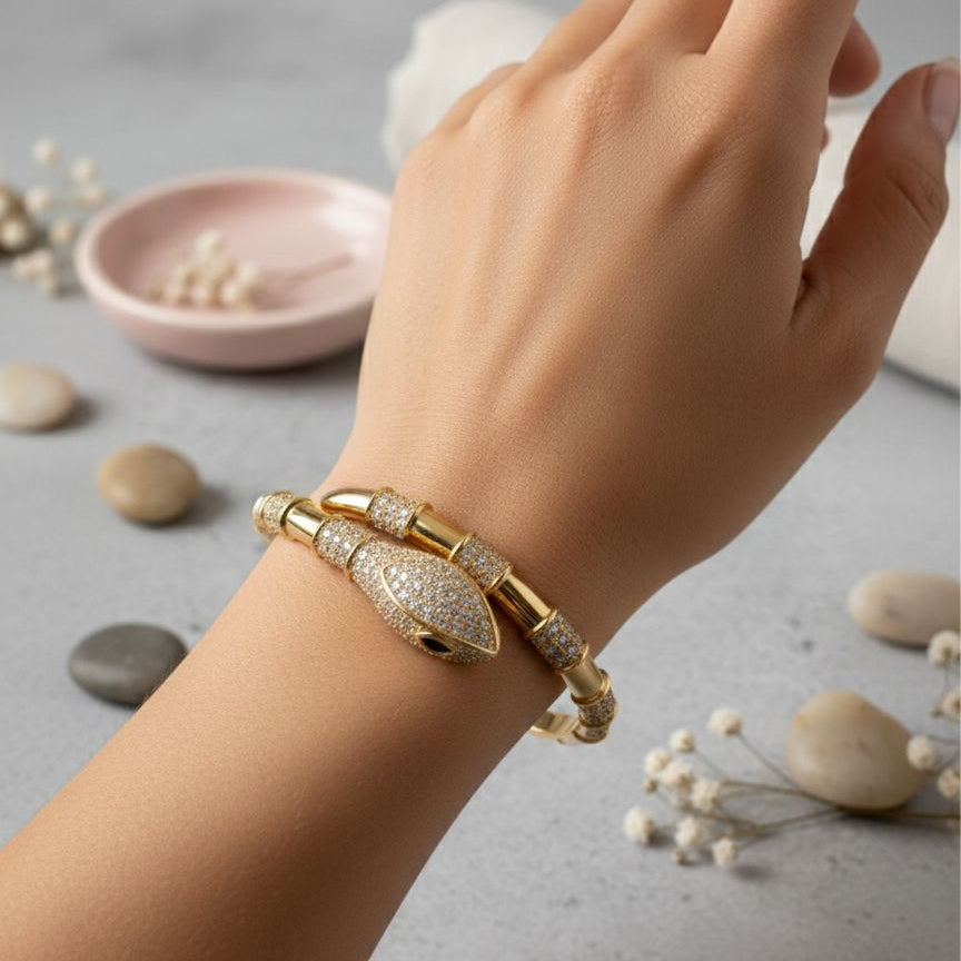 Luxury Gold Snake Bracelet with Crystals