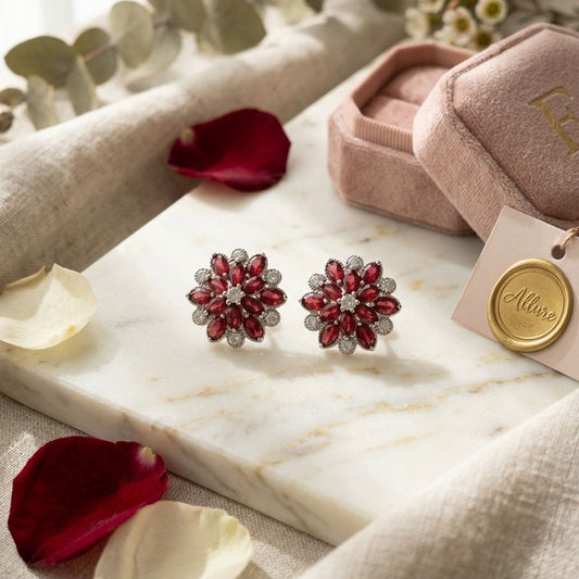 Crimson Bloom Marquise Studs