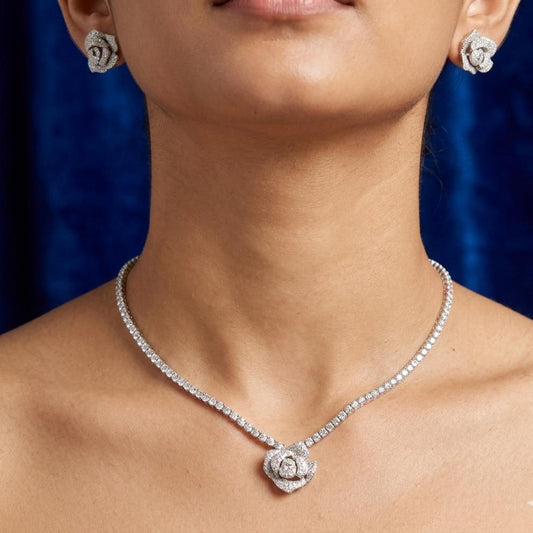 Sparkling Rose Diamond Jewelry Set