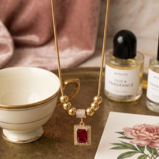 Regal Ruby Halo Pendant