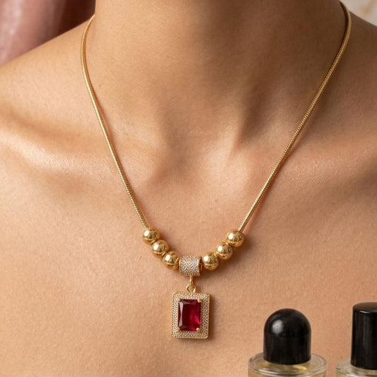 Regal Ruby Halo Pendant