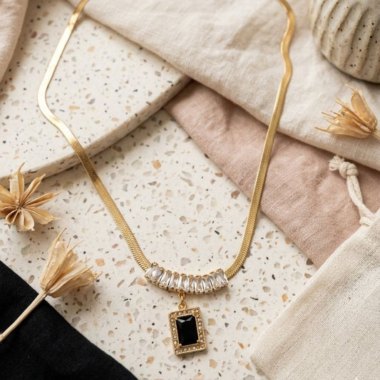 Royal Onyx Herringbone Necklace