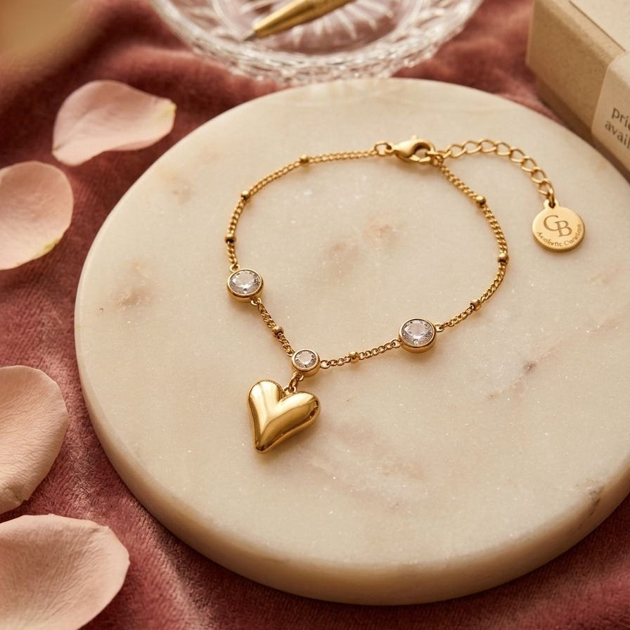 Gilded Heart Charm Bracelet