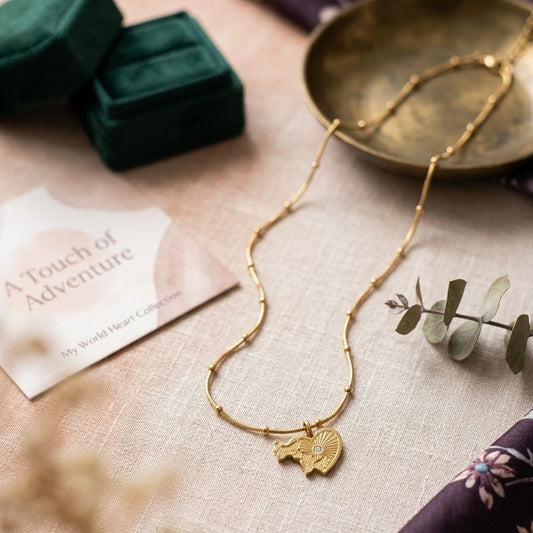 Golden Map Heart Necklace