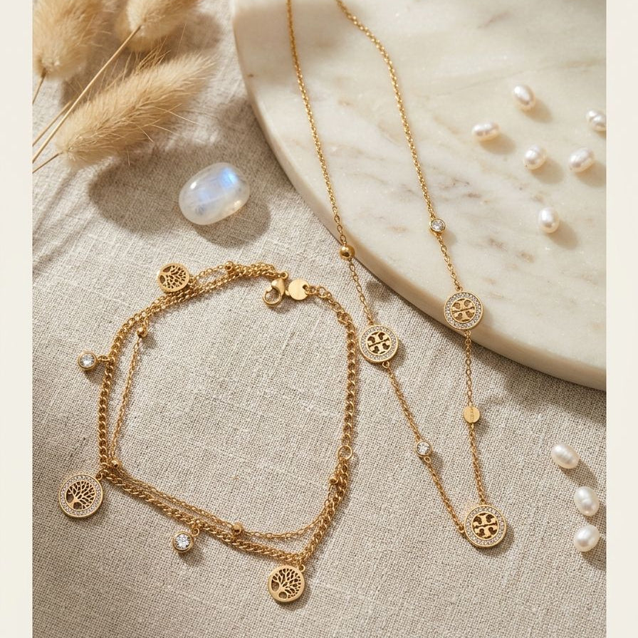 The Willow Tree Collection: 18K Gold Plated Jewelry Set