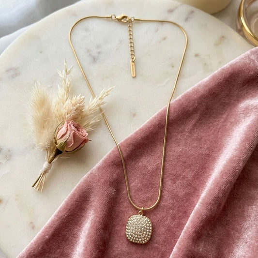 Celestial Shimmer Pavé Square Necklace