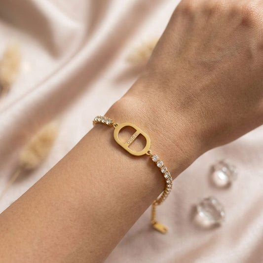 Lumina Gold Oval Medallion Tennis Bracelet