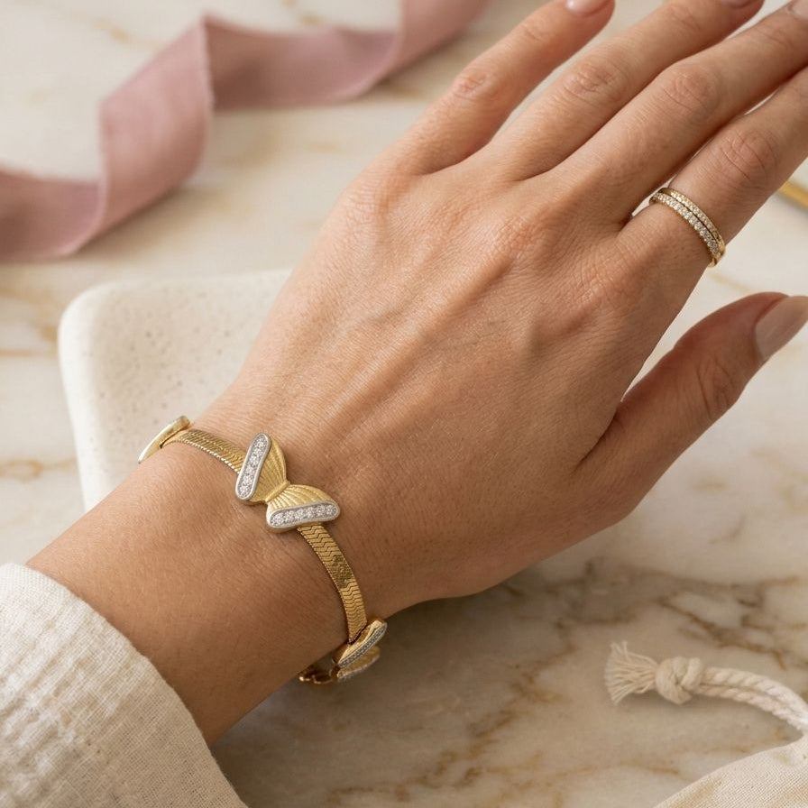Golden Mariposa Herringbone bracelet