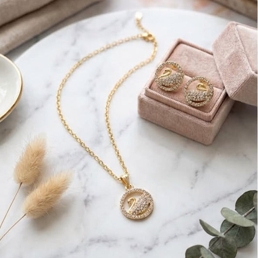 Golden Swan Crystal Jewelry Set