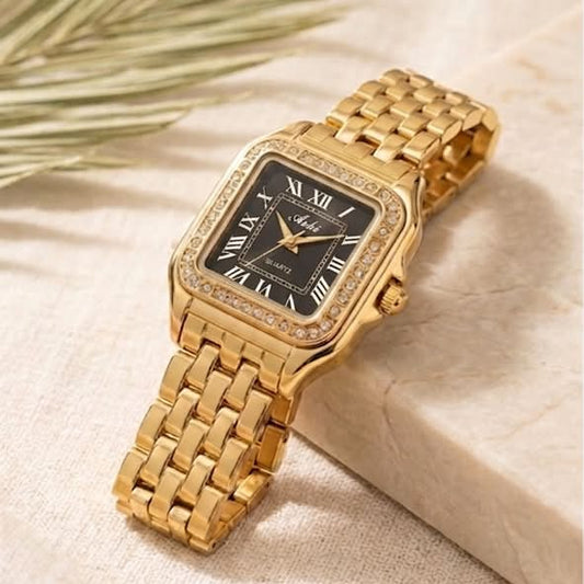 Luxury Square Dial Gold-Tone Watch