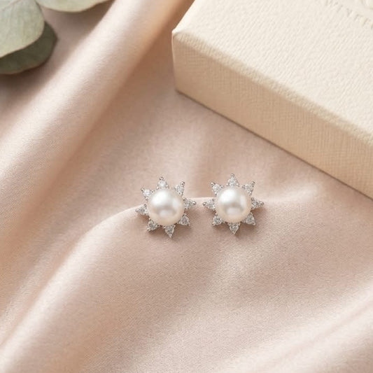 Celestial Pearl Sunburst Studs