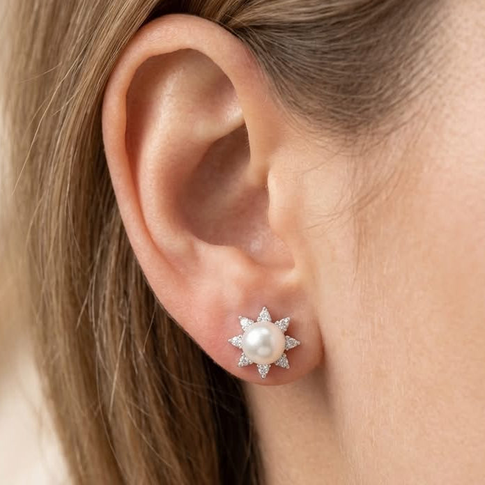 Celestial Pearl Sunburst Studs