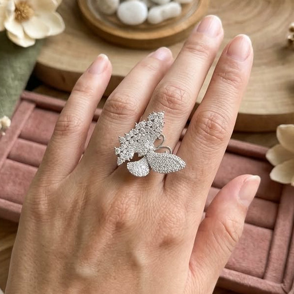 Ethereal Pavé Butterfly Statement Ring