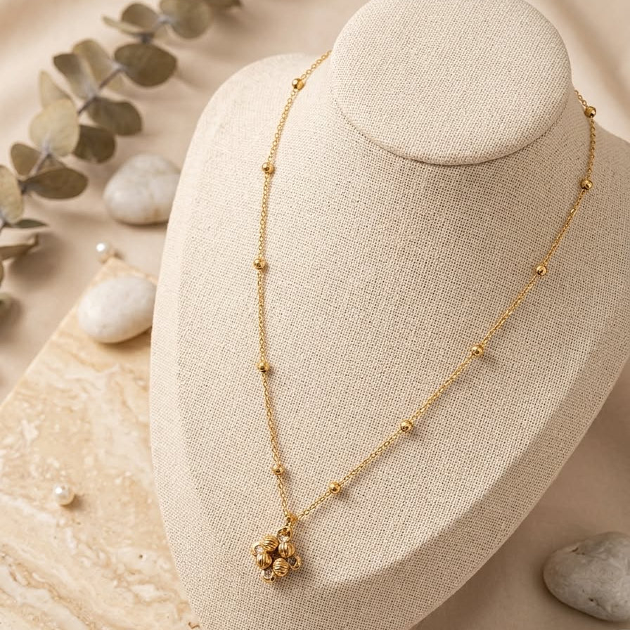 Beaded Blossom Pendant Necklace