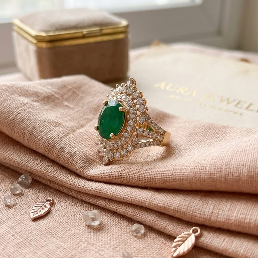 Vintage Emerald Tiara Ring