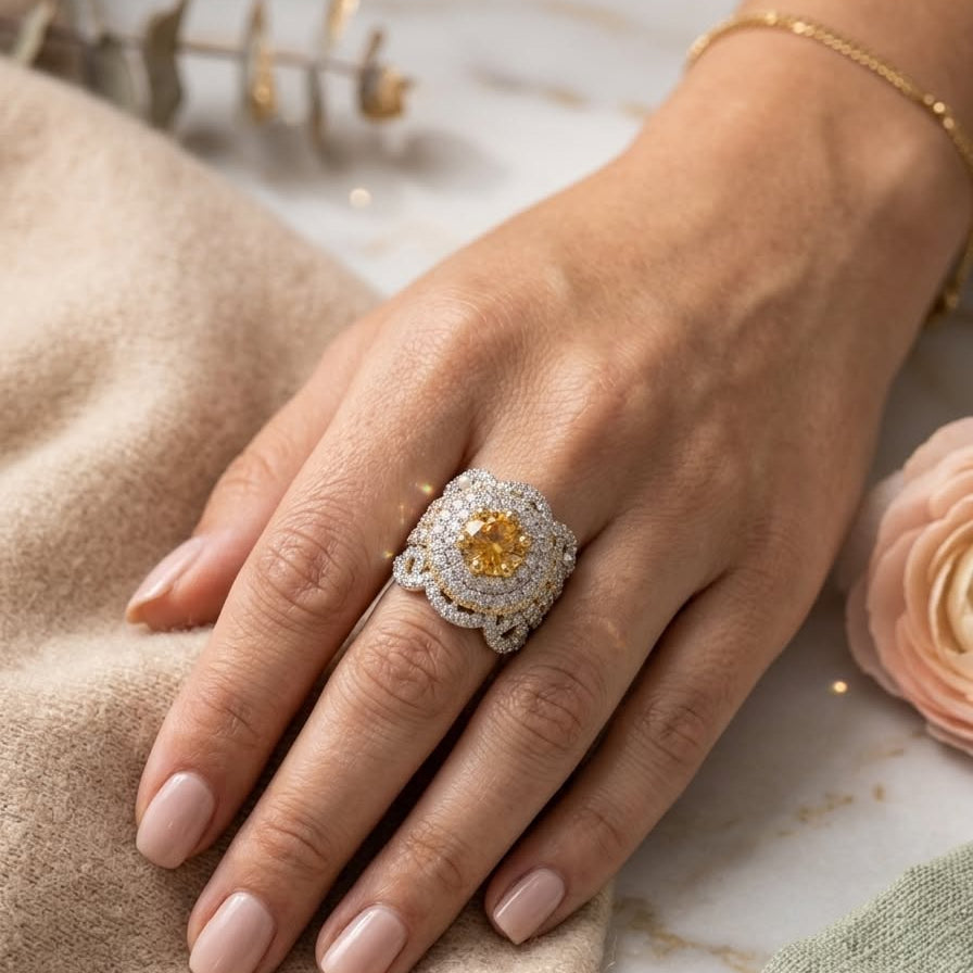 Citrine Empress Cocktail Ring