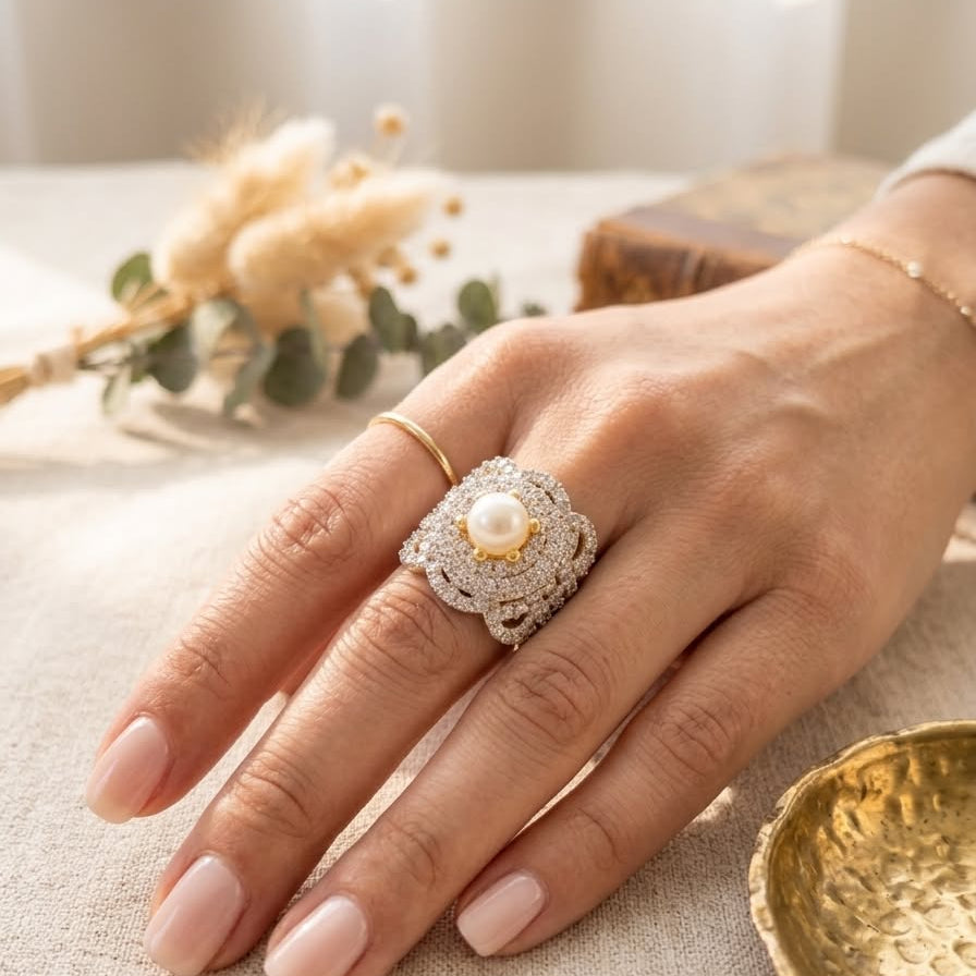 Vintage Empress Pearl Statement Ring