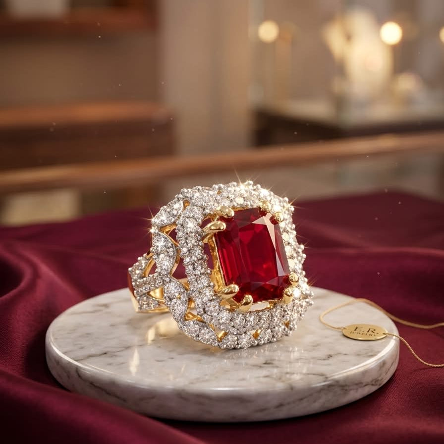 Crimson Monarch Statement Ring