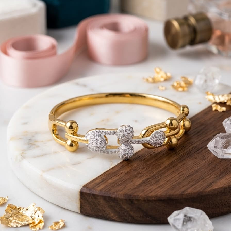 Golden Hardware Pave Link Bangle