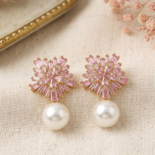 Blush Blossom Pearl Drop Earrings