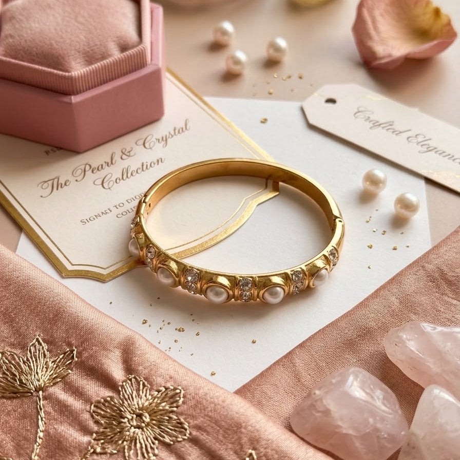 Vintage Pearl Gold Bangle