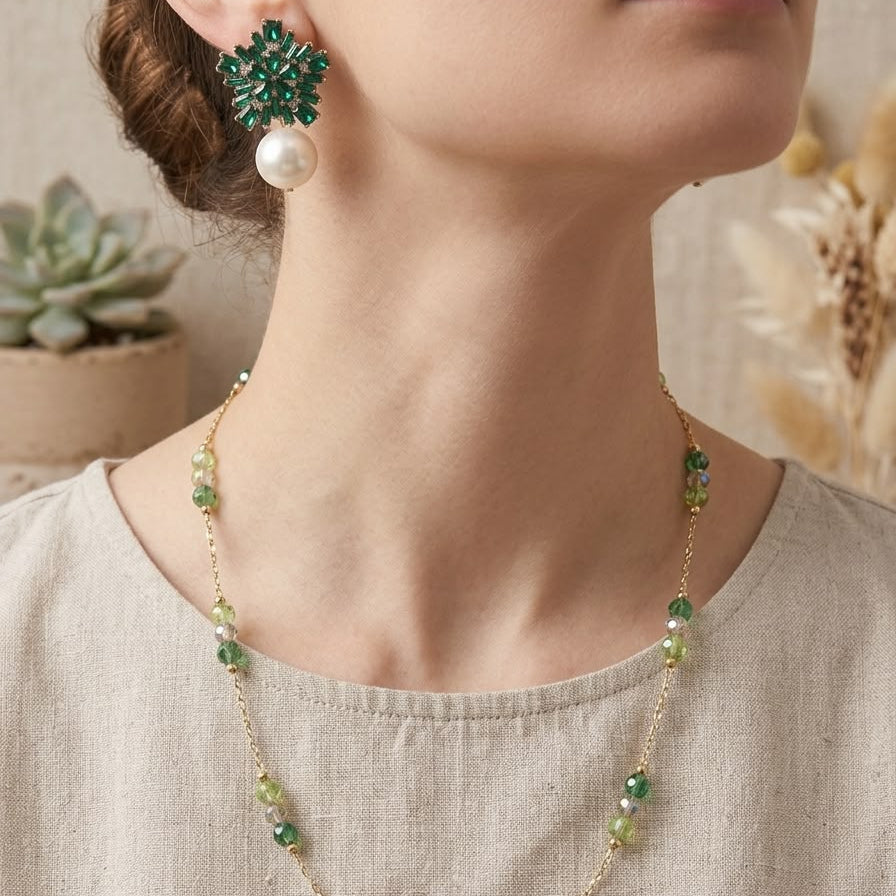 Emerald & Pearl Elegance Jewelry Set