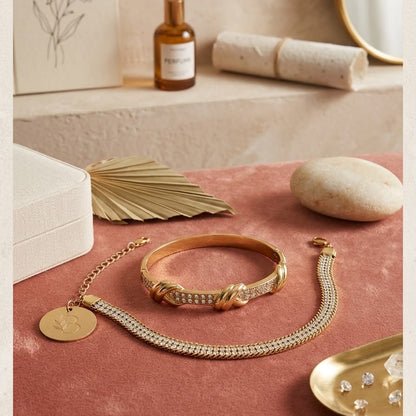 Gold Knot Pavé Cuff Bracelet