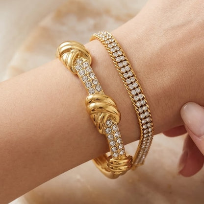 Gold Knot Pavé Cuff Bracelet
