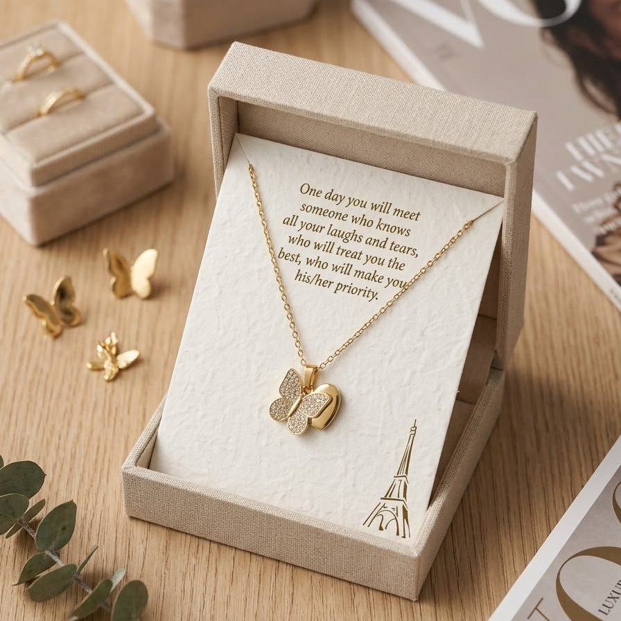 Gold Butterfly Pendant Necklace