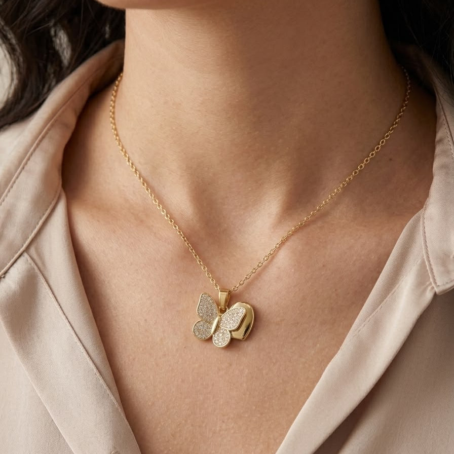 Gold Butterfly Pendant Necklace