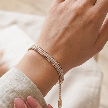 Double-Row Zircon Rose Gold Chain Bracelet