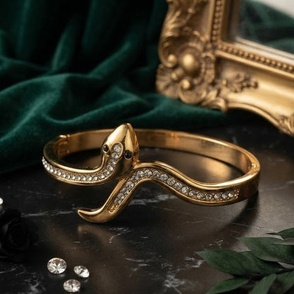 Gold Snake Crystal Bangle Bracelet