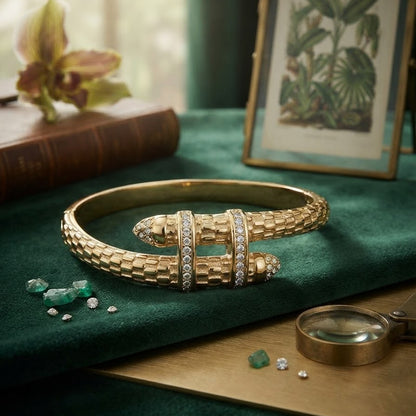 Gold Snake Textured Bangle